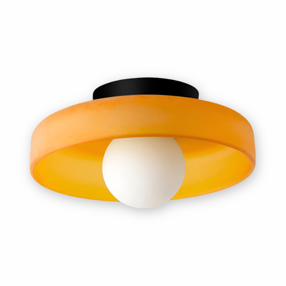 Lunaro – Lampe de plafond ronde en verre et pierre avec éclairage LED moderne