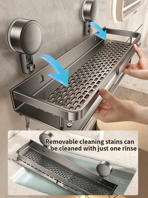 Étagère de salle de bain à ventouse | Sans perçage | Étagère de drainage | SnapShelv