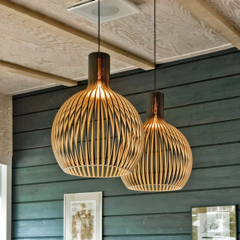 Suspension Natura Orb – Design en Bois Organique pour Intérieurs Chaleureux