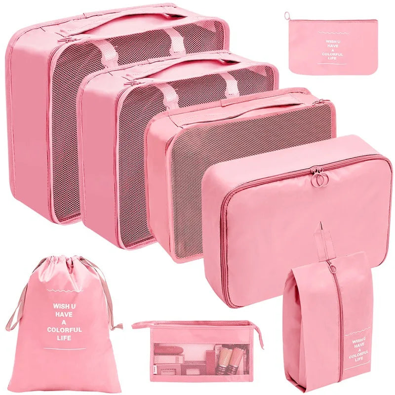 PackWunder Set d'Organisateurs de Voyage 7/8/9/10 pièces | Organisateurs de valise pliables | Pour vêtements, chaussures & accessoires