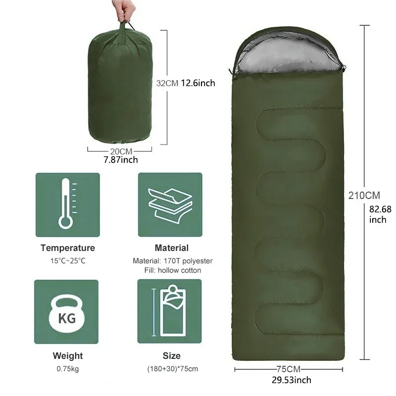 Sac de Couchage Ultraléger 4 Saisons – Chaud et Imperméable pour Aventures en Plein Air et Camping