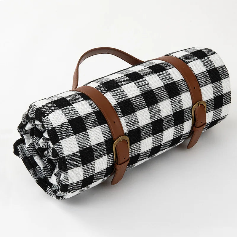 Couverture de Pique-Nique Imperméable avec Motif à Carreaux et Rembourrage en Mousse Confortable