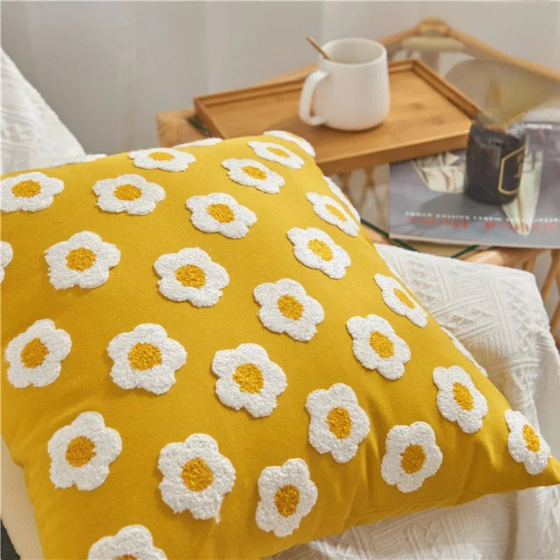 Housse de Coussin Jacquard Avec Broderie 45x45 Cm