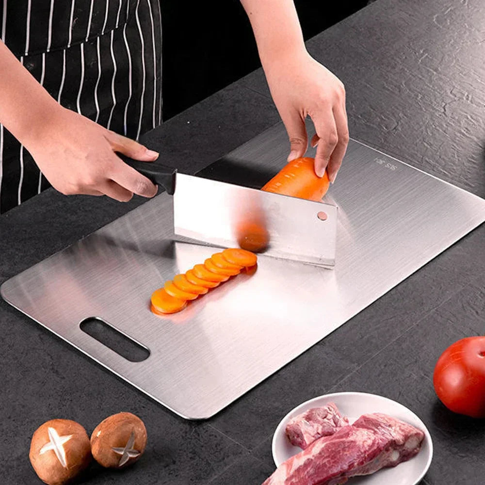 Skanto | Planche à découper en acier inoxydable 316 – Planche à découper épaisse et double face pour cuisine, usage domestique et pétrissage de pâte