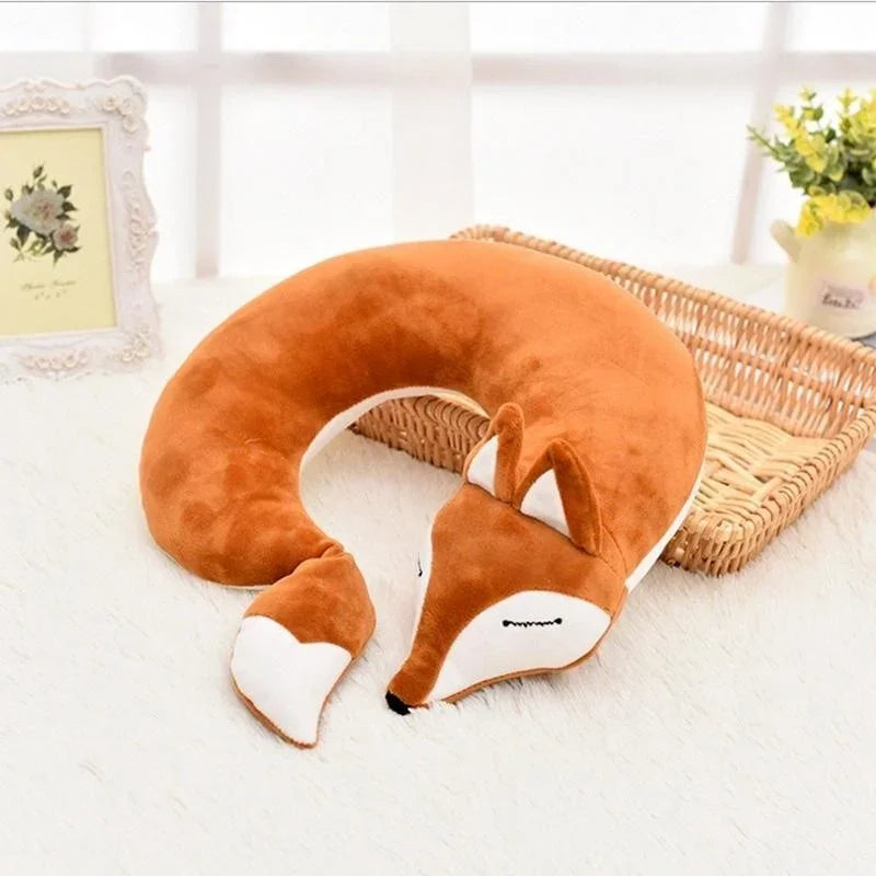 ReiseFuchs Coussin de Voyage | Super Doux & Ergonomique | Design Cartoon Renard | Pour Enfants & Adultes
