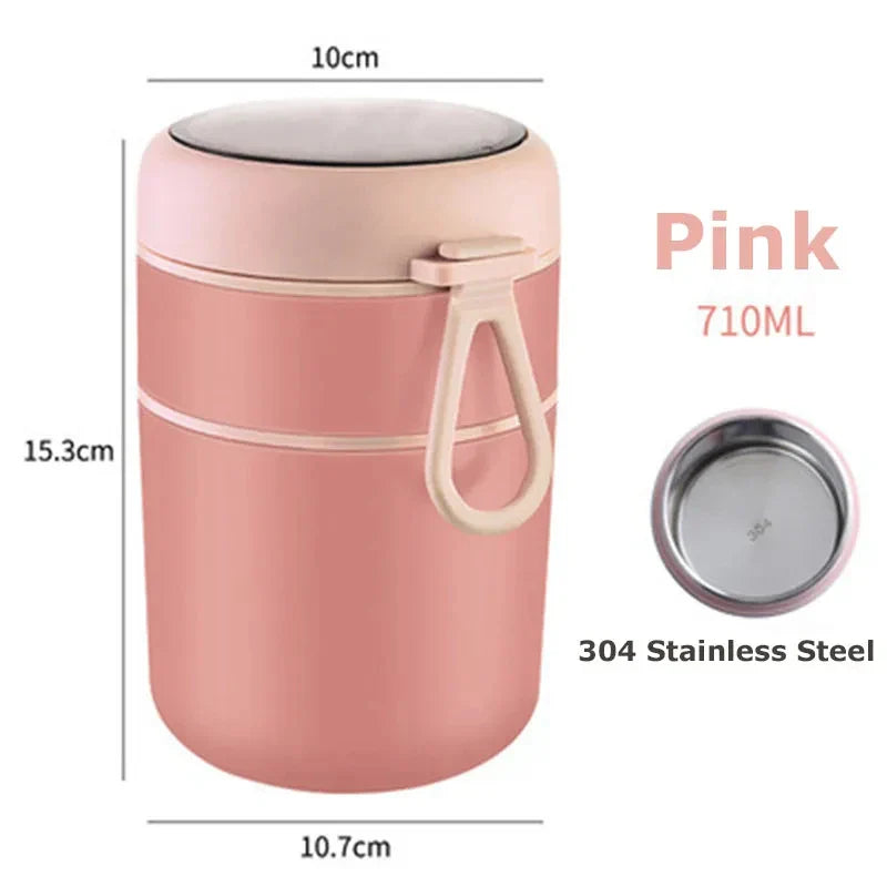 ThermoMea Conteneur Thermique en Acier Inoxydable | 530 ml / 710 ml | Tasse à Soupe & Déjeuner Isolée | Étanche & Durable