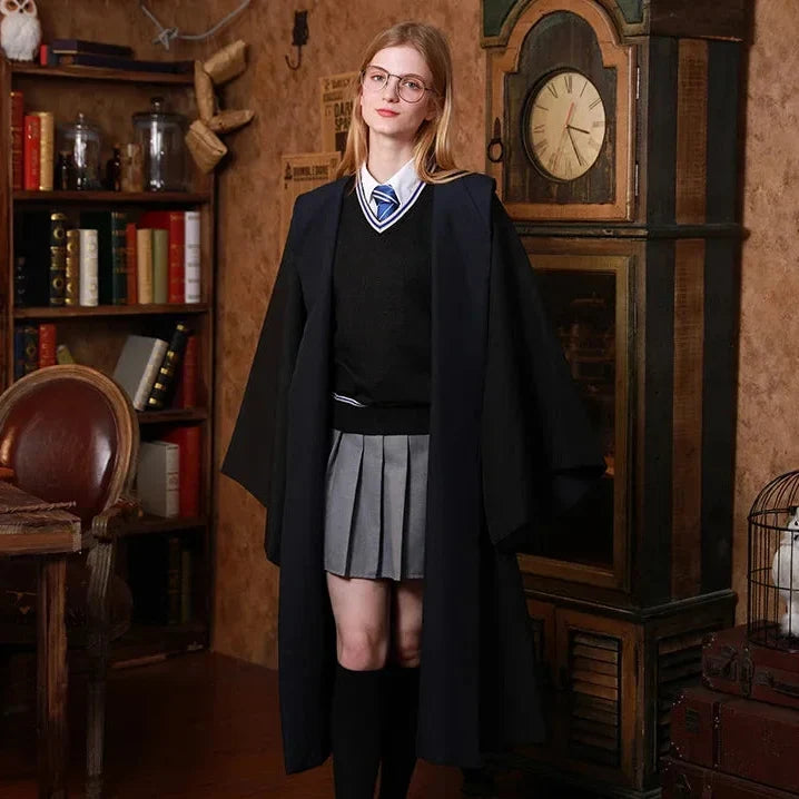 MAGISHIRE - Costume d'Étudiant Sorcier de Poudlard avec Robe, Baguette et Accessoires pour Enfants et Adultes