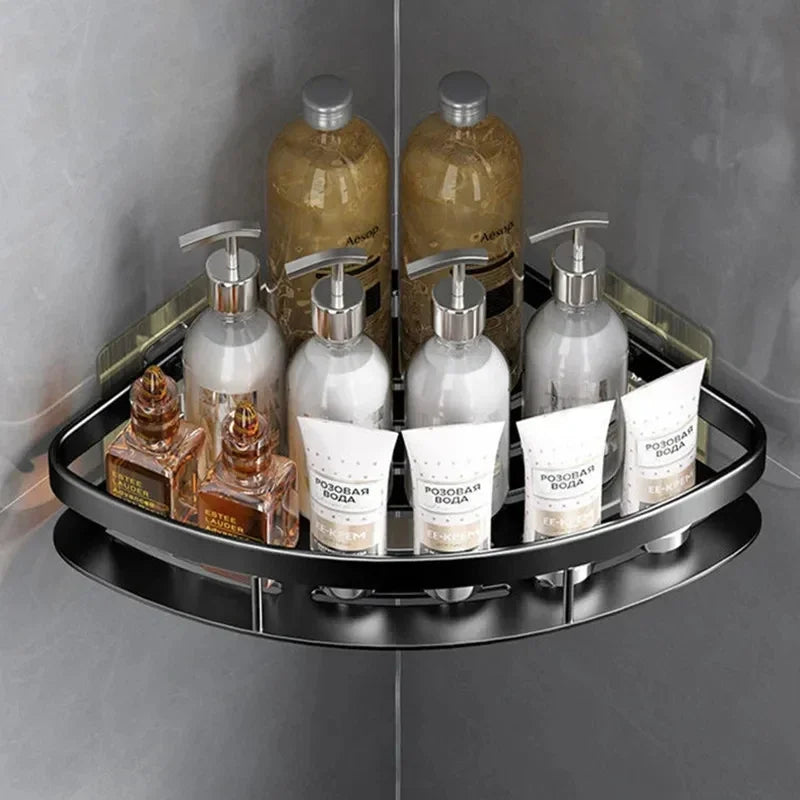 Skanto | Support d'angle en aluminium pour étagère murale – Organisateur de salle de bain gain de place sans perçage