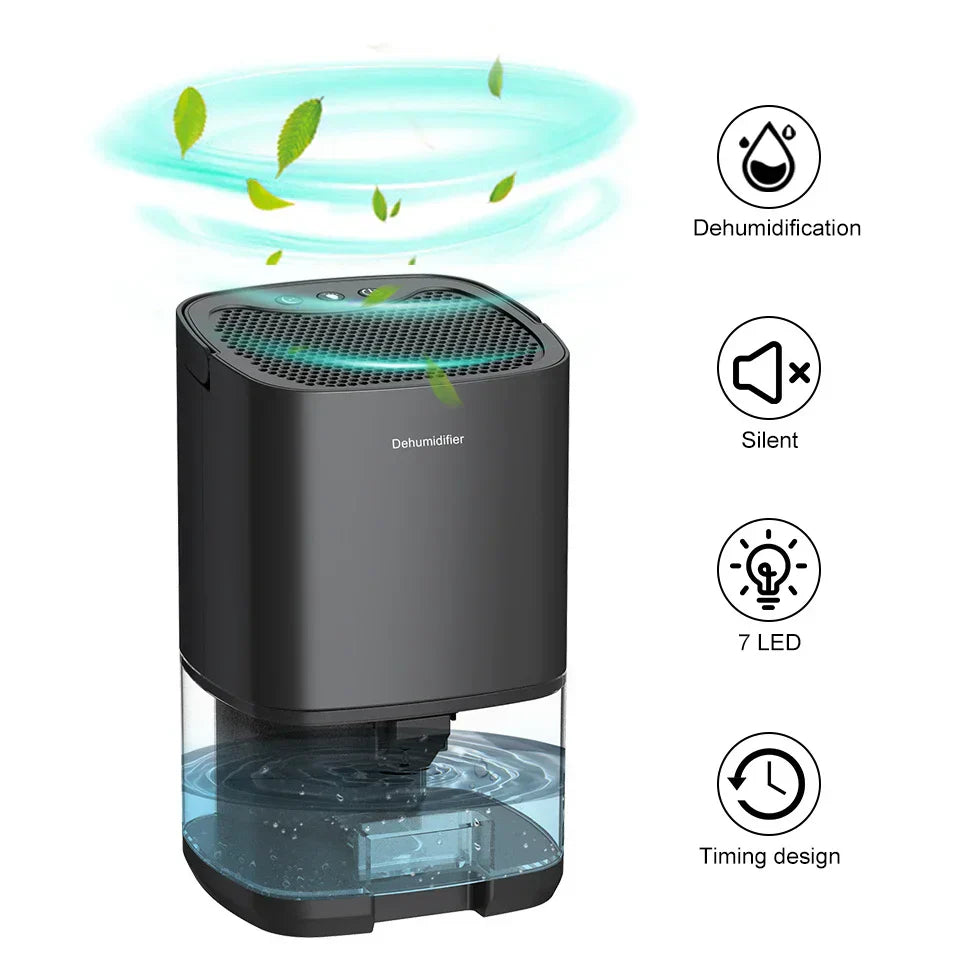 Déshumidificateur portable 2 en 1 de 1000 ml avec filtre à air et veilleuse – Aveline