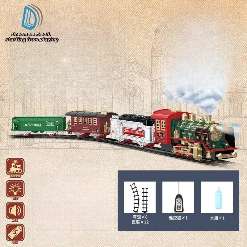 Skanto | Ensemble de Train Électrique Télécommandé | Locomotive à Vapeur Classique avec Lumière
