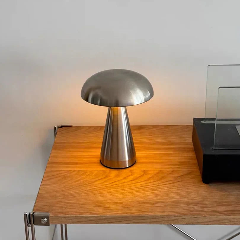 LumoShroom Lampe de Table | Design Champignon Rétro | LED & Dimmable | Rechargeable