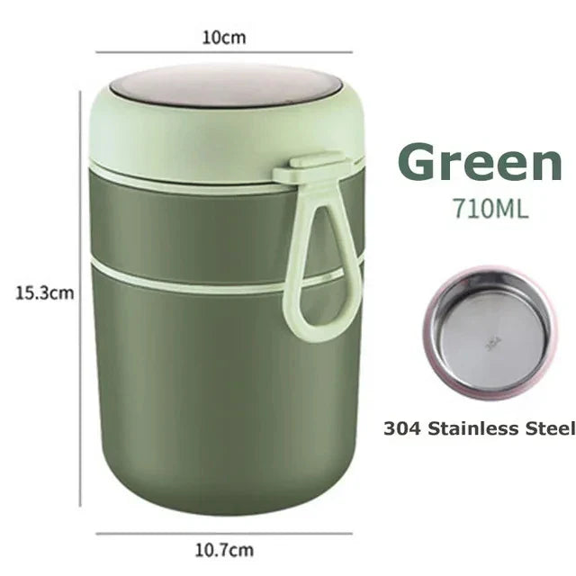 ThermoMea Conteneur Thermique en Acier Inoxydable | 530 ml / 710 ml | Tasse à Soupe & Déjeuner Isolée | Étanche & Durable