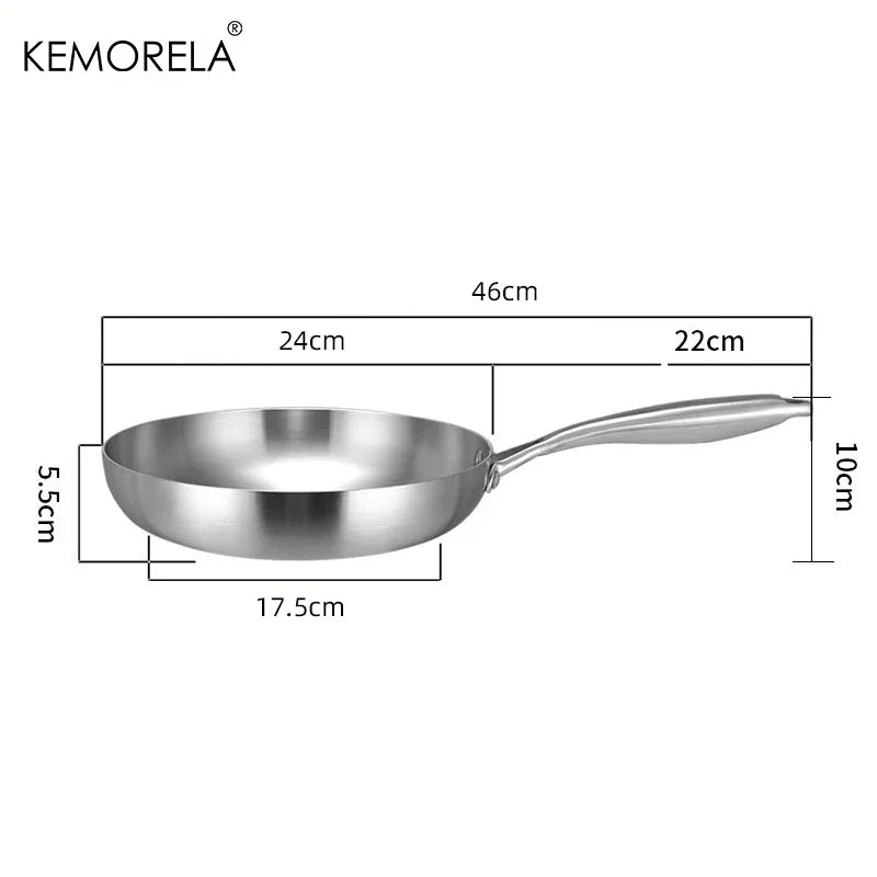 Skanto | Poêle Professionnelle - Acier Inoxydable 304, Poêle & Casserole en Acier 5 couches de 2MM d'épaisseur