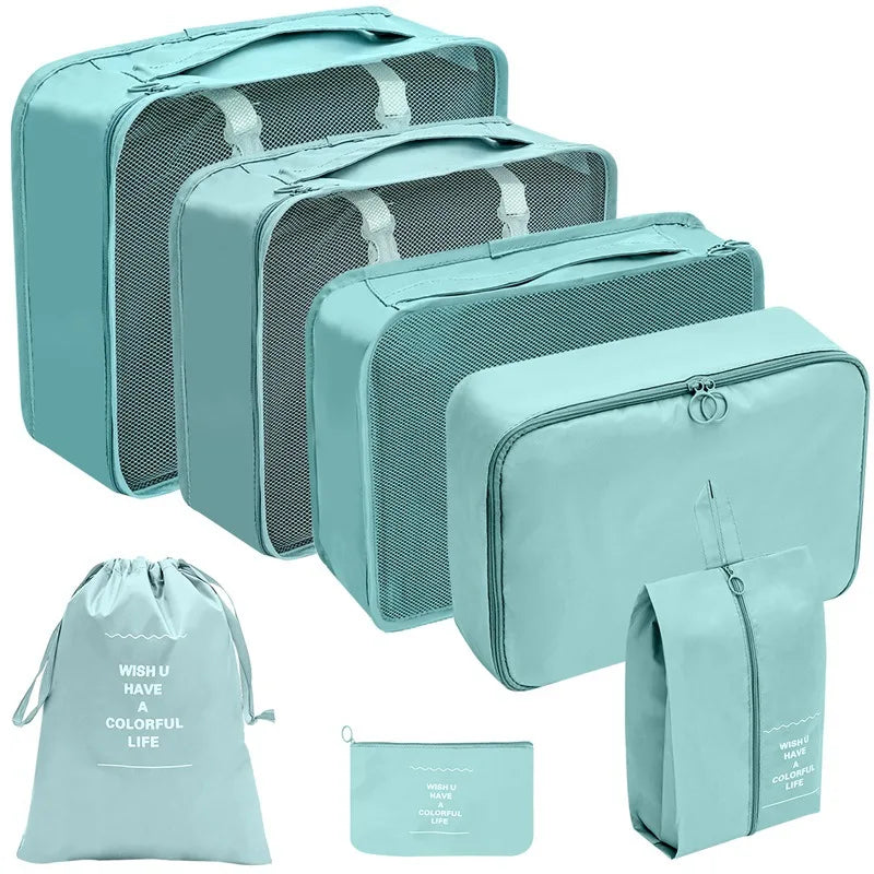 PackWunder Set d'Organisateurs de Voyage 7/8/9/10 pièces | Organisateurs de valise pliables | Pour vêtements, chaussures & accessoires