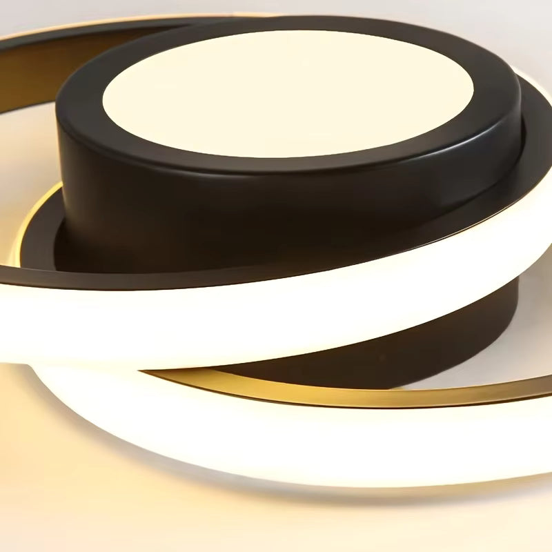 Lustre de plafond à double anneau élégant - Luminaire LED moderne