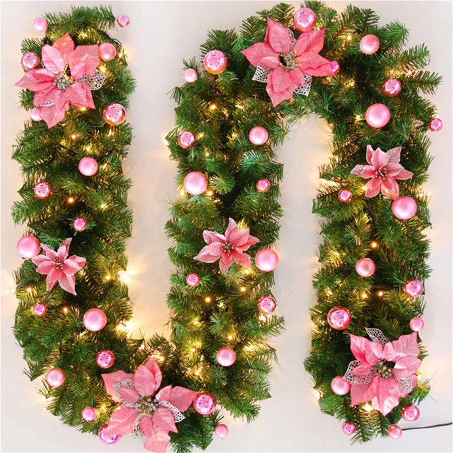 Luminarae | Guirlande de Noël 2,7 m | Avec éclairage LED & branches de sapin | Pour cheminée, rampe d'escalier & décoration de porte | 5 couleurs