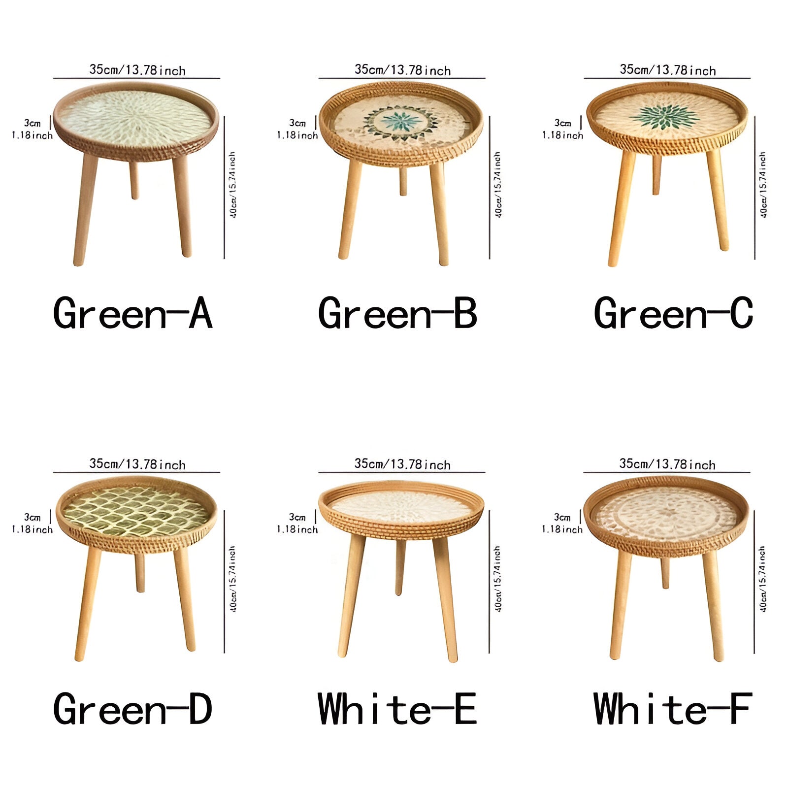 Table Basse Scandi - Table Basse Ronde en Rotin Fait Main - Table Basse en Bois