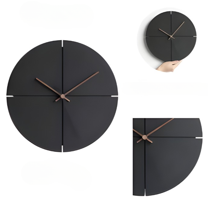 Horloge Murale Ronde/Carrée Noire Scandinave pour Intérieurs Modernes
