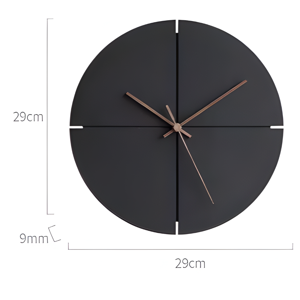 Horloge Murale Ronde/Carrée Noire Scandinave pour Intérieurs Modernes