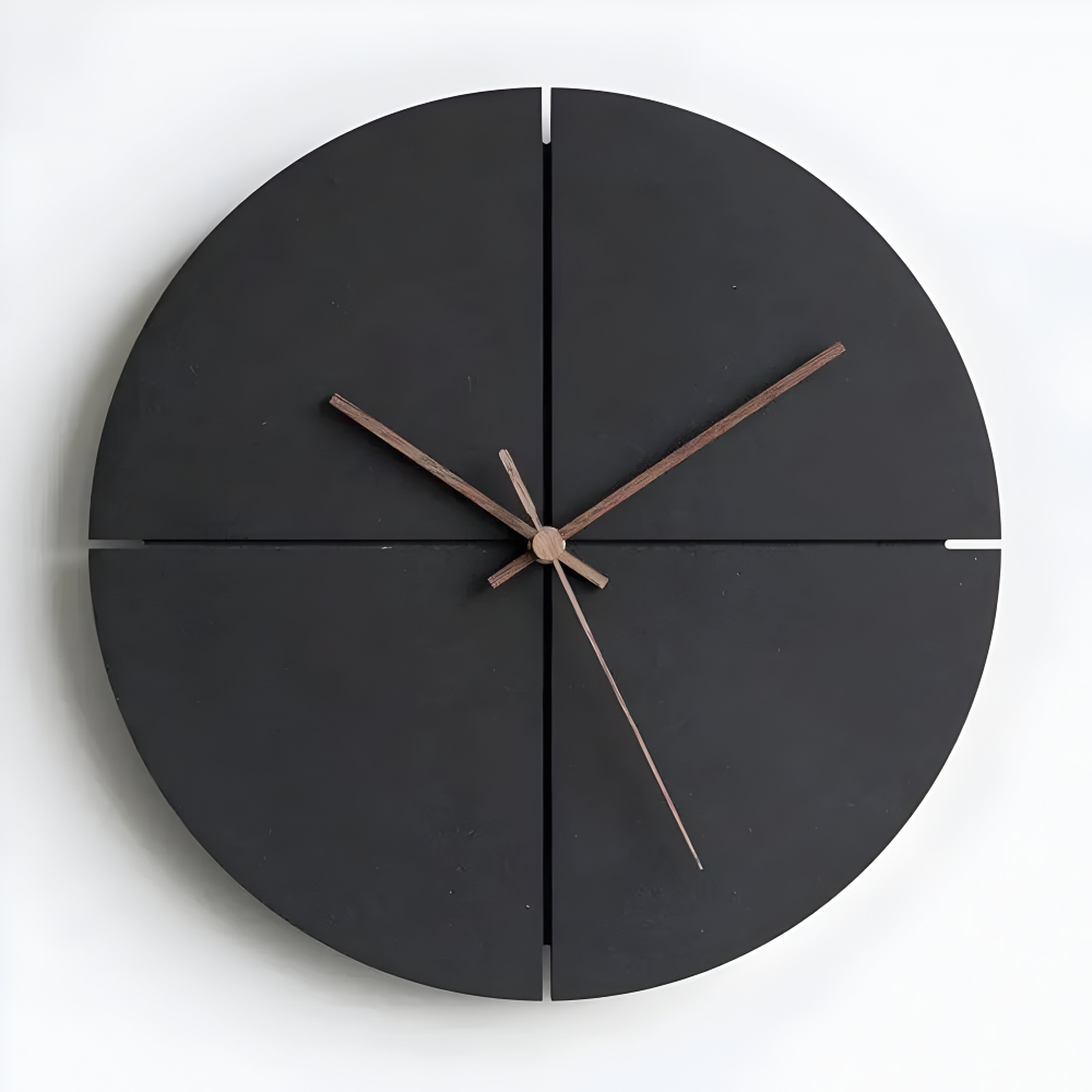 Horloge Murale Ronde/Carrée Noire Scandinave pour Intérieurs Modernes