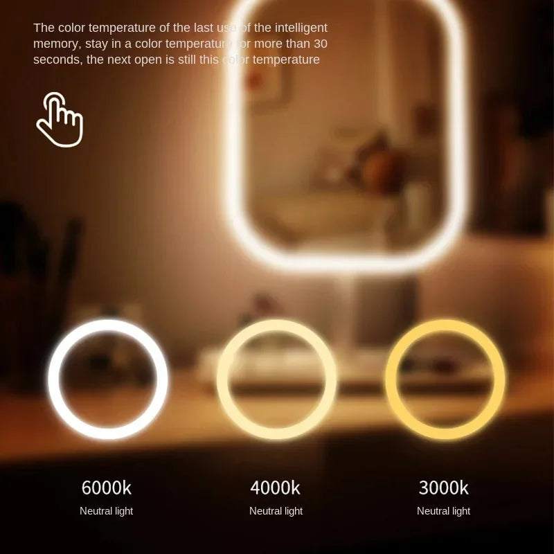 Miroir de Maquillage LED Lumiéra | 3 Couleurs de Lumière | Commande Tactile | Design Moderne