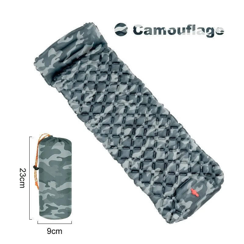 Matelas de camping double-avec matelas auto-gonflant et oreiller – Matelas gonflable pour randonnée en plein air pour 2 personnes