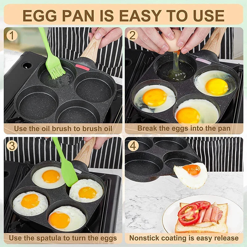 LMETJMA Poêle à œufs antiadhésive 4 tasses – Ustensile de cuisson pour crêpes, adapté aux cuisinières à gaz et à induction JT87