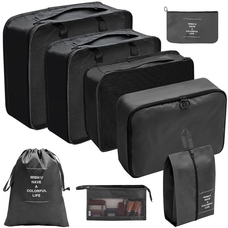PackWunder Set d'Organisateurs de Voyage 7/8/9/10 pièces | Organisateurs de valise pliables | Pour vêtements, chaussures & accessoires