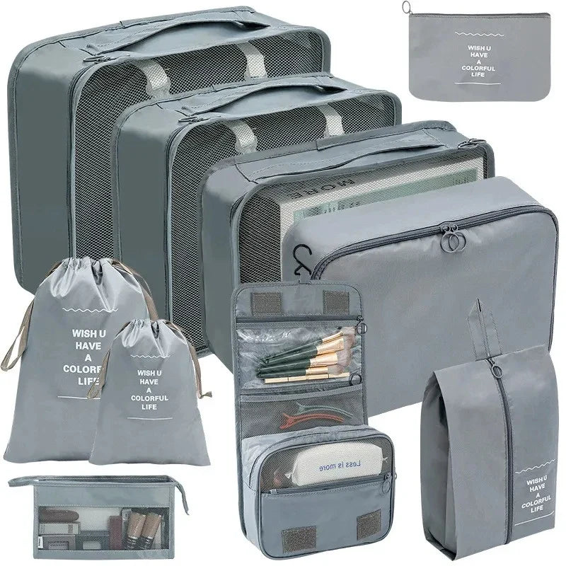 PackWunder Set d'Organisateurs de Voyage 7/8/9/10 pièces | Organisateurs de valise pliables | Pour vêtements, chaussures & accessoires
