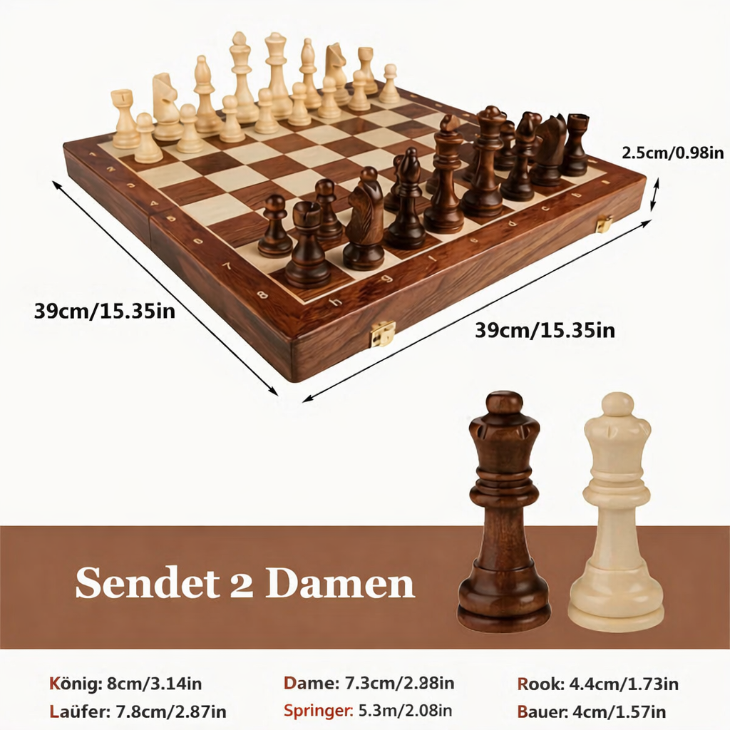 Échiquier | Jeu d'échecs en bois | Bois massif | RoyalBrett