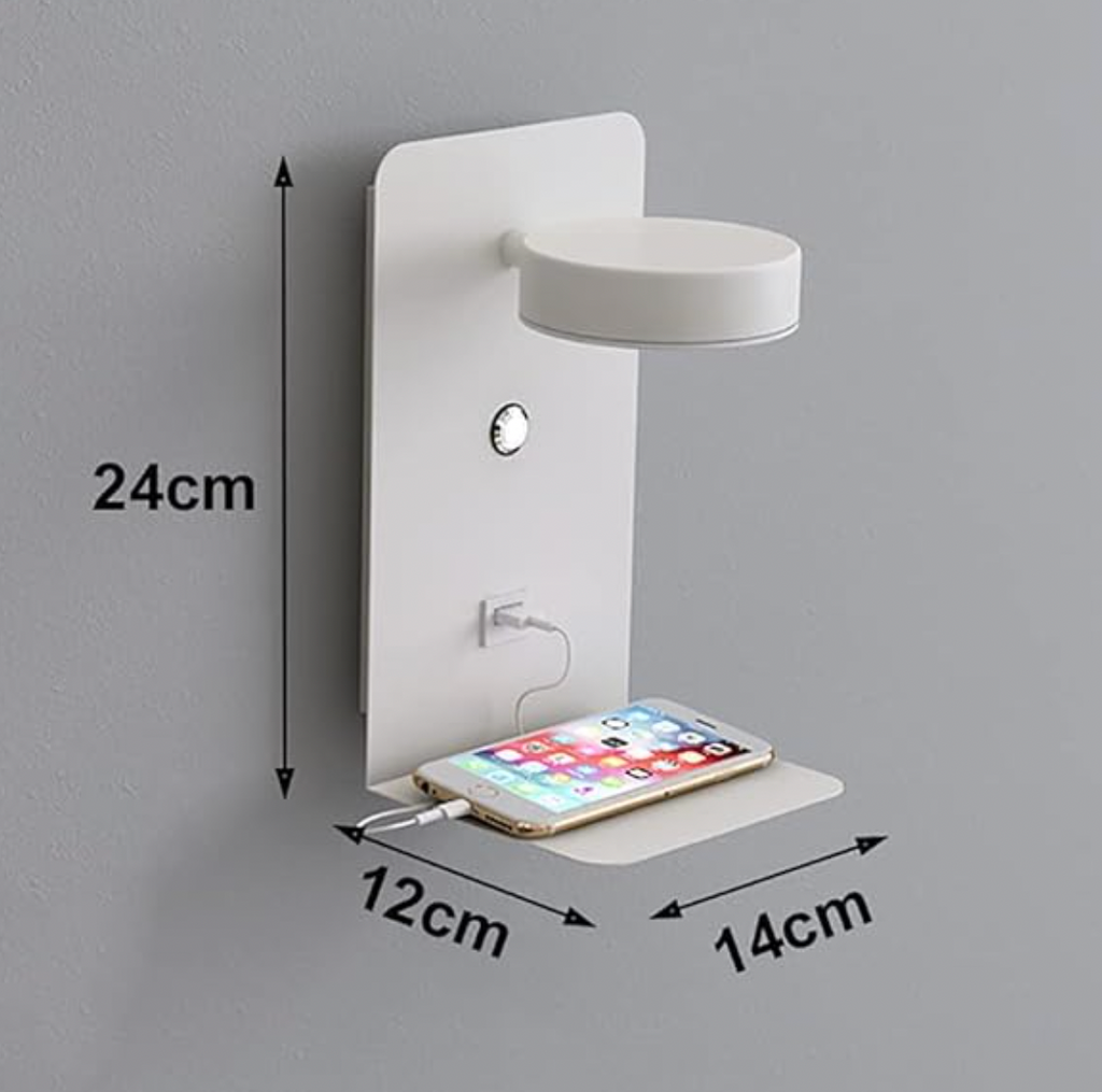 Skanto | Applique LED multifonction dimmable avec chargeur USB pour chambre