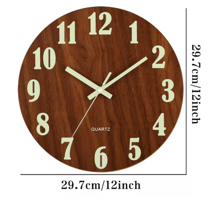 Horloge murale silencieuse avec chiffres lumineux – horloge murale moderne 30 cm