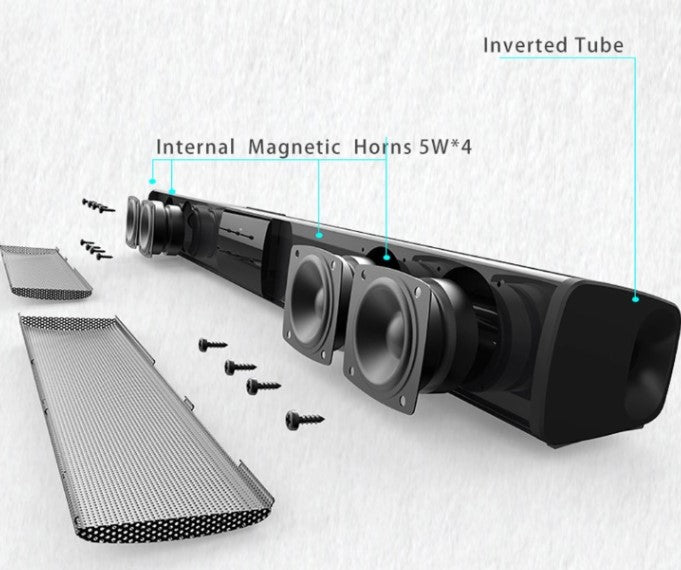 Système de haut-parleurs stéréo sans fil soundbar Bluetooth avec FM et USB – CineWave