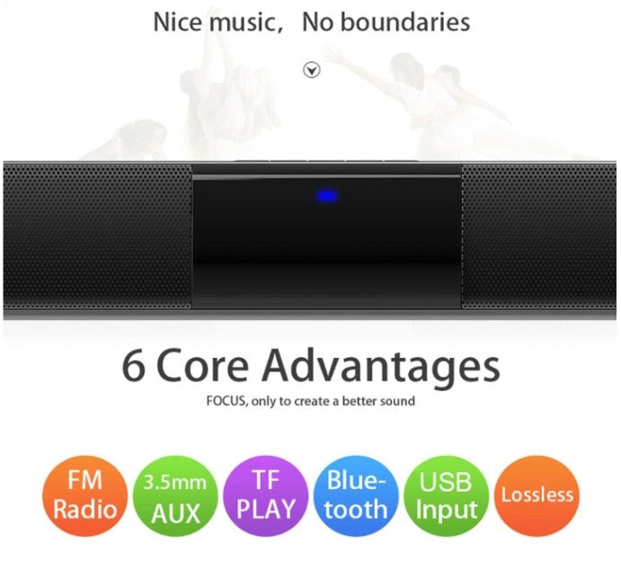 Système de haut-parleurs stéréo sans fil soundbar Bluetooth avec FM et USB – CineWave
