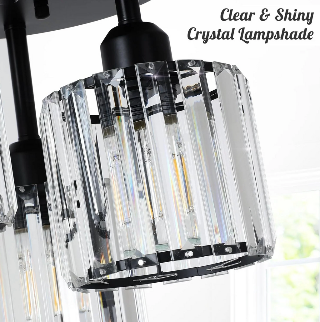 Élégante lumière de plafond semi-encastrée en cristal pour chambre et salon