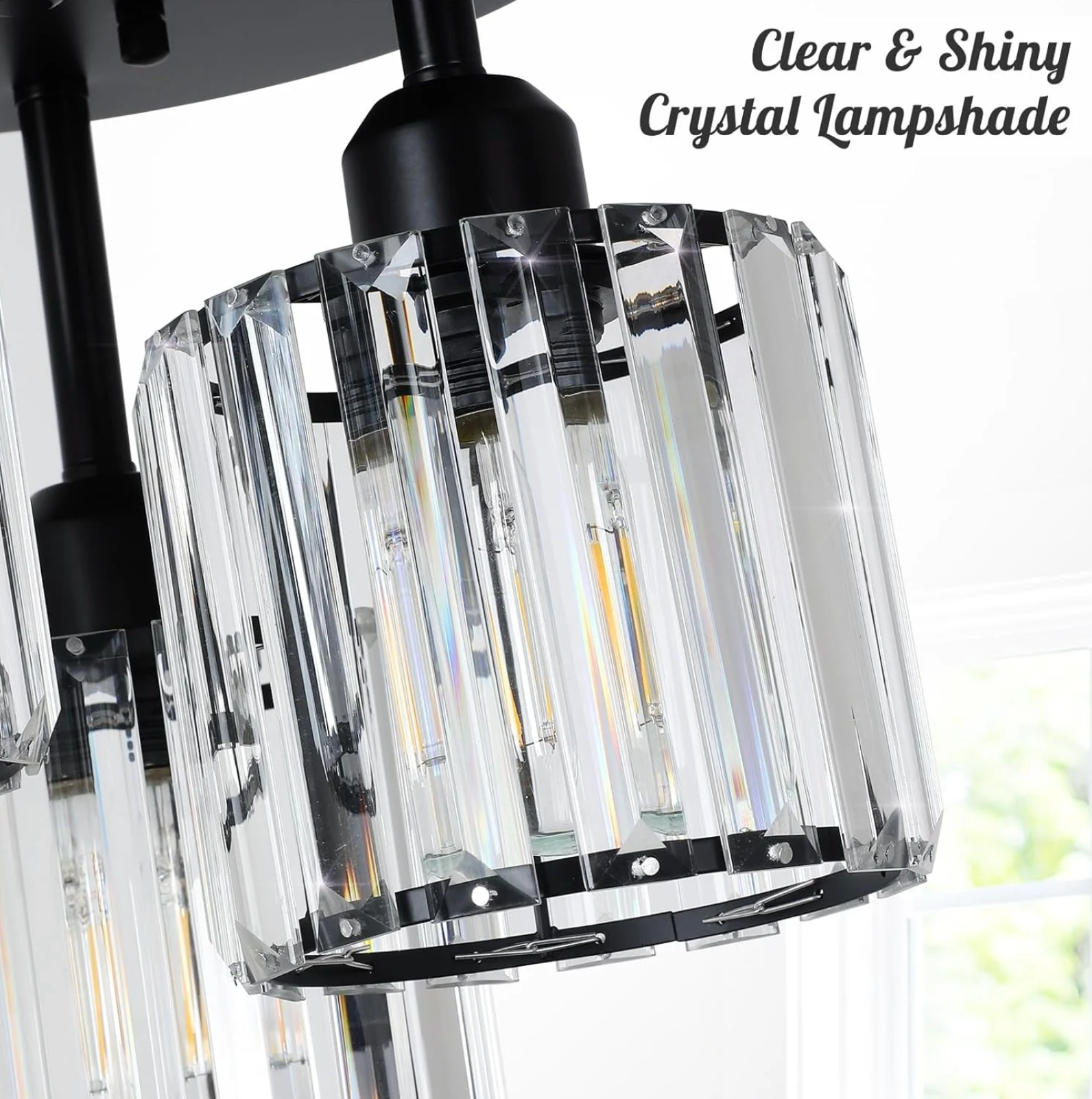 Élégante lumière de plafond semi-encastrée en cristal pour chambre et salon