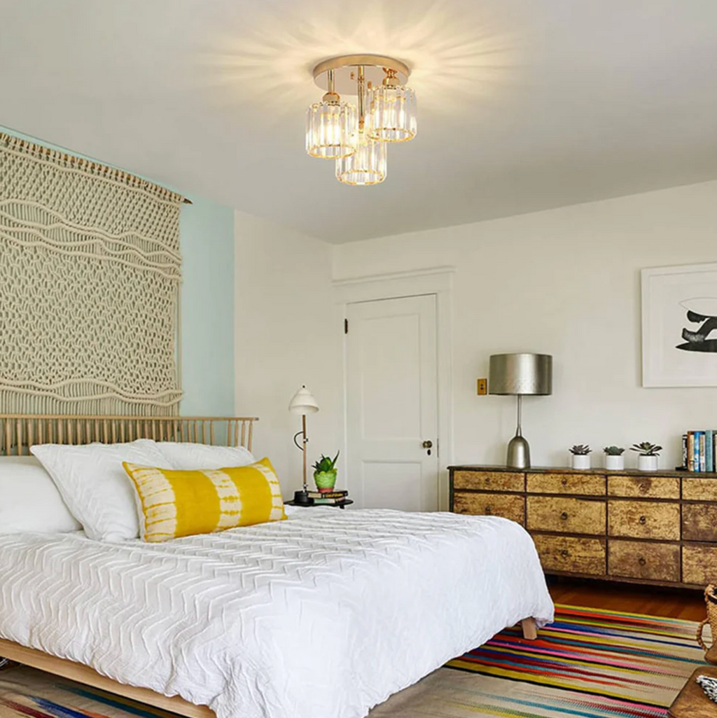 Élégante lumière de plafond semi-encastrée en cristal pour chambre et salon