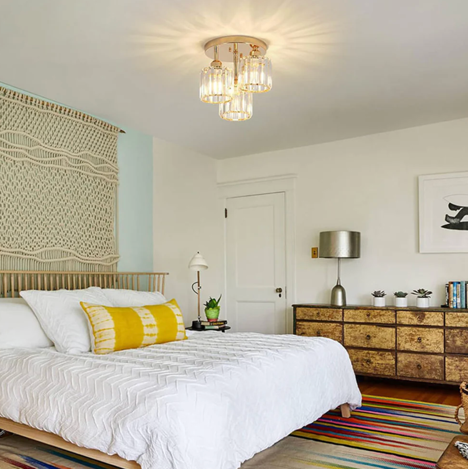 Élégante lumière de plafond semi-encastrée en cristal pour chambre et salon