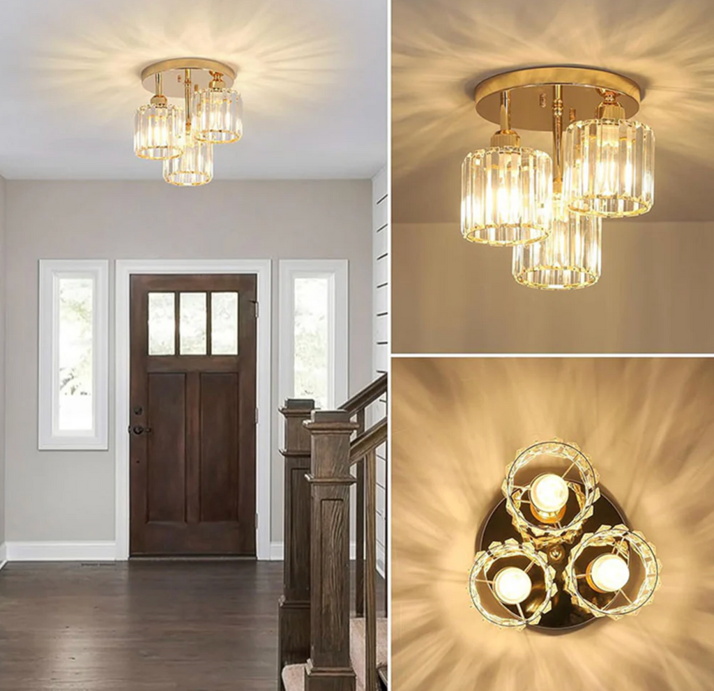 Élégante lumière de plafond semi-encastrée en cristal pour chambre et salon