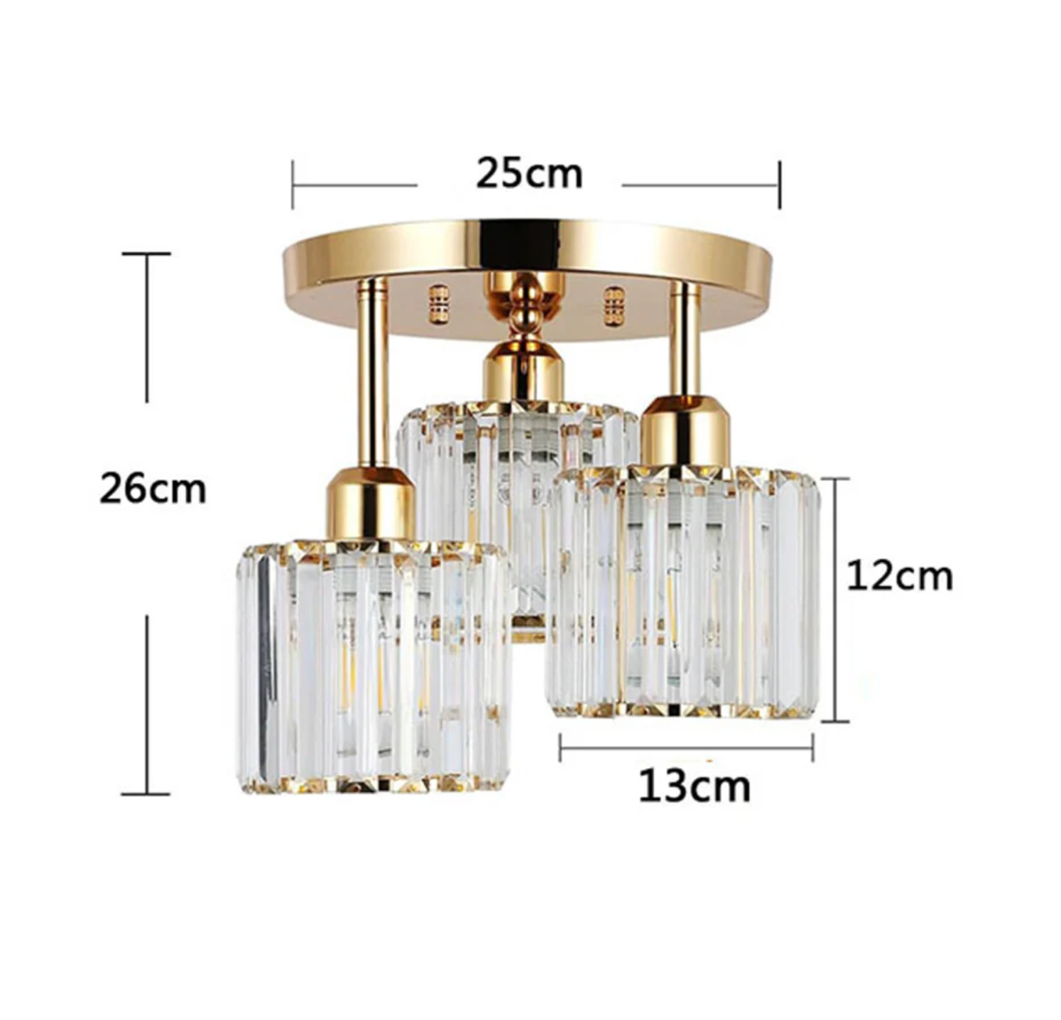 Élégante lumière de plafond semi-encastrée en cristal pour chambre et salon