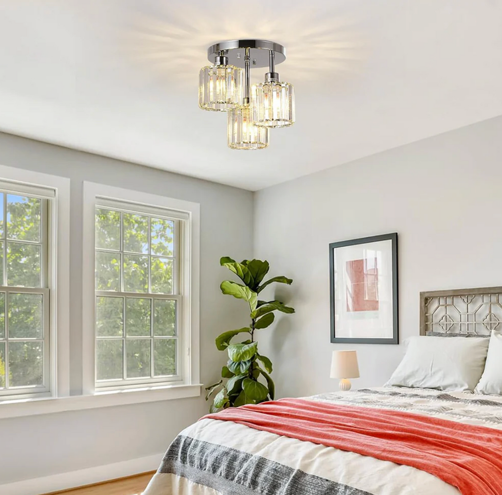 Élégante lumière de plafond semi-encastrée en cristal pour chambre et salon