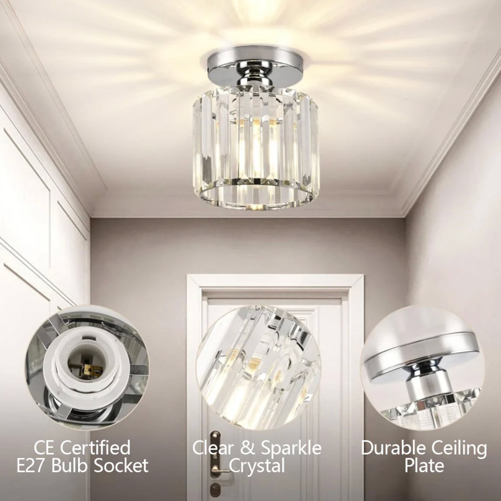 Lustre Encastré Élégant - Éclairage Moderne pour Couloir