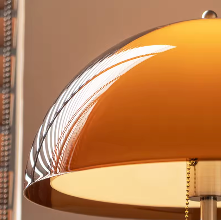 Lampadaire Rustina Moderne - Dôme Acrylique Ambre Rétro pour Salon