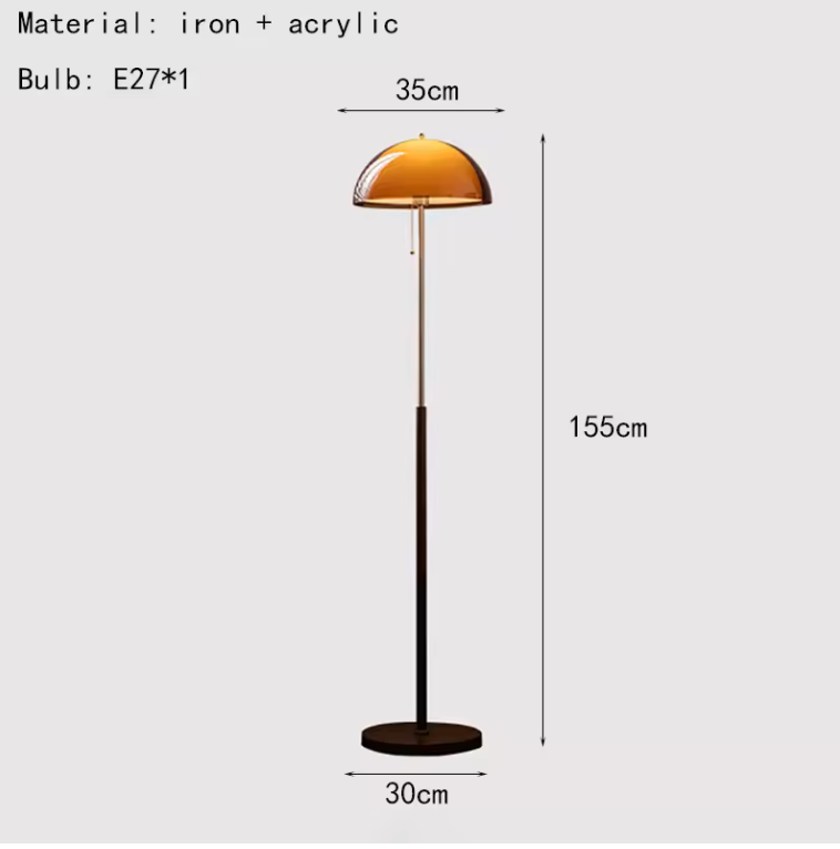 Lampadaire Rustina Moderne - Dôme Acrylique Ambre Rétro pour Salon