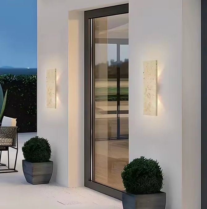 Applique Murale Extérieure LED | Luminaire en Pierre Naturelle Étanche pour Murs Extérieurs