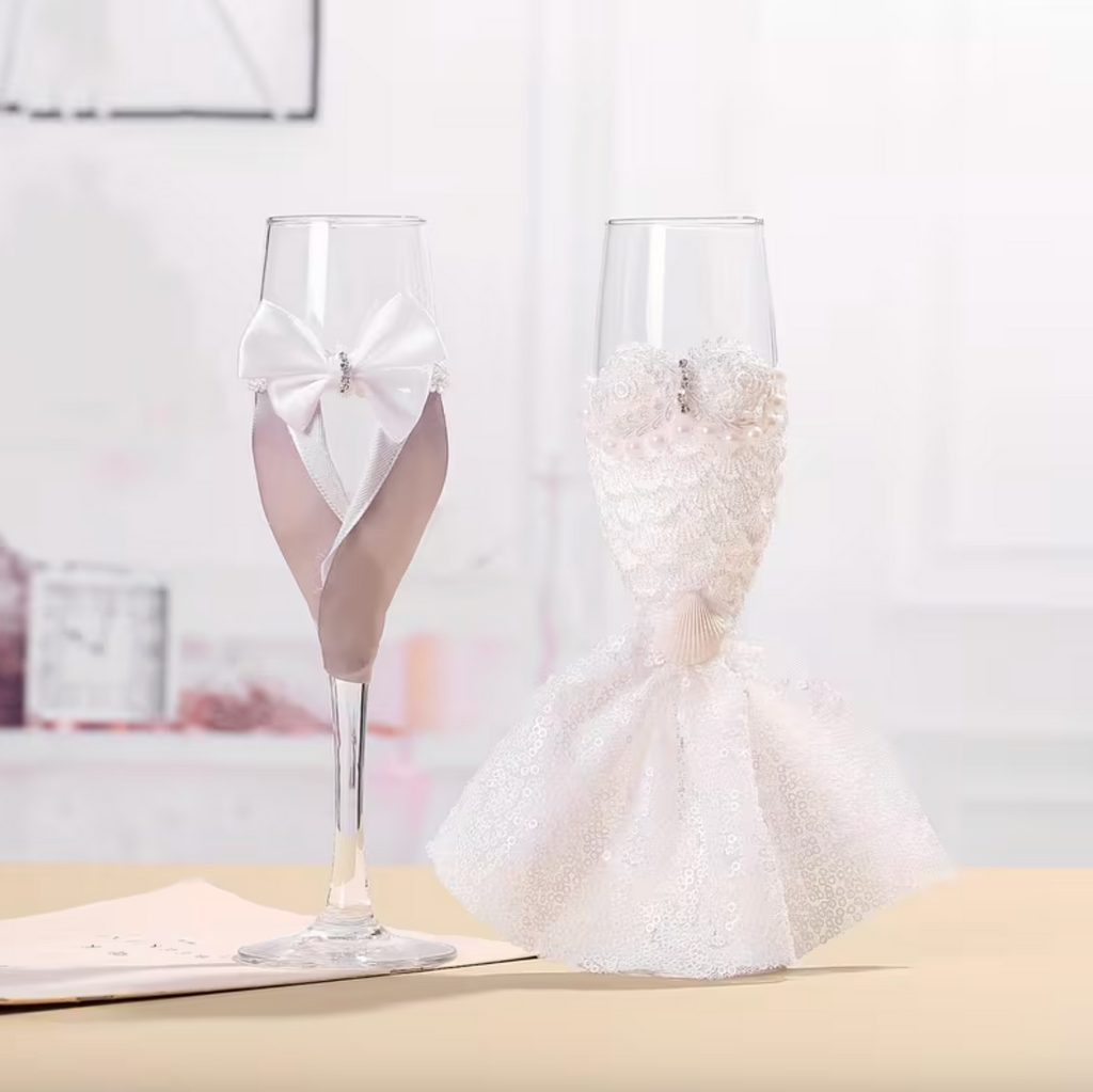 Verres à champagne Décoratifs pour Mariage 2 Pack