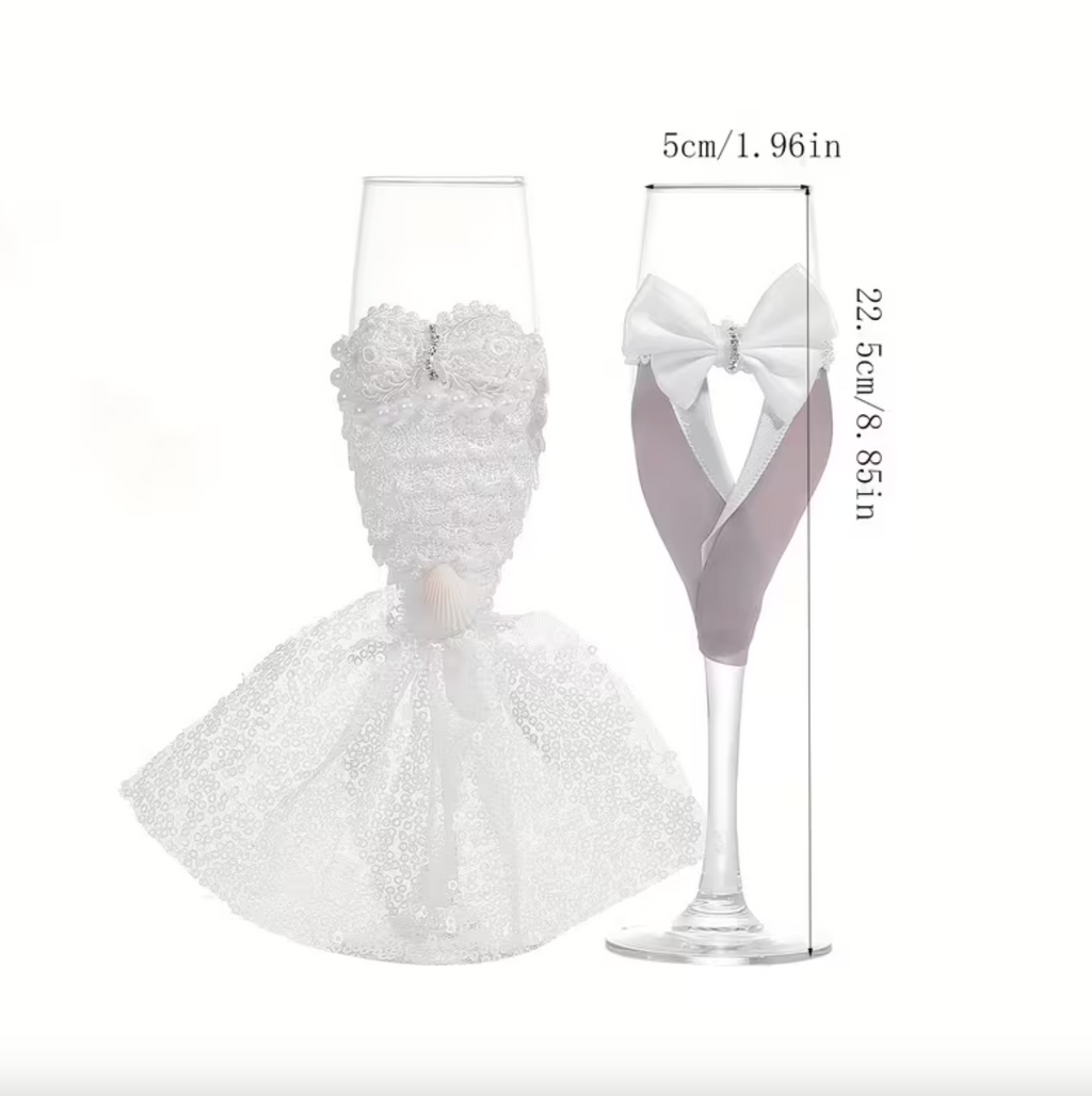 Verres à champagne Décoratifs pour Mariage 2 Pack