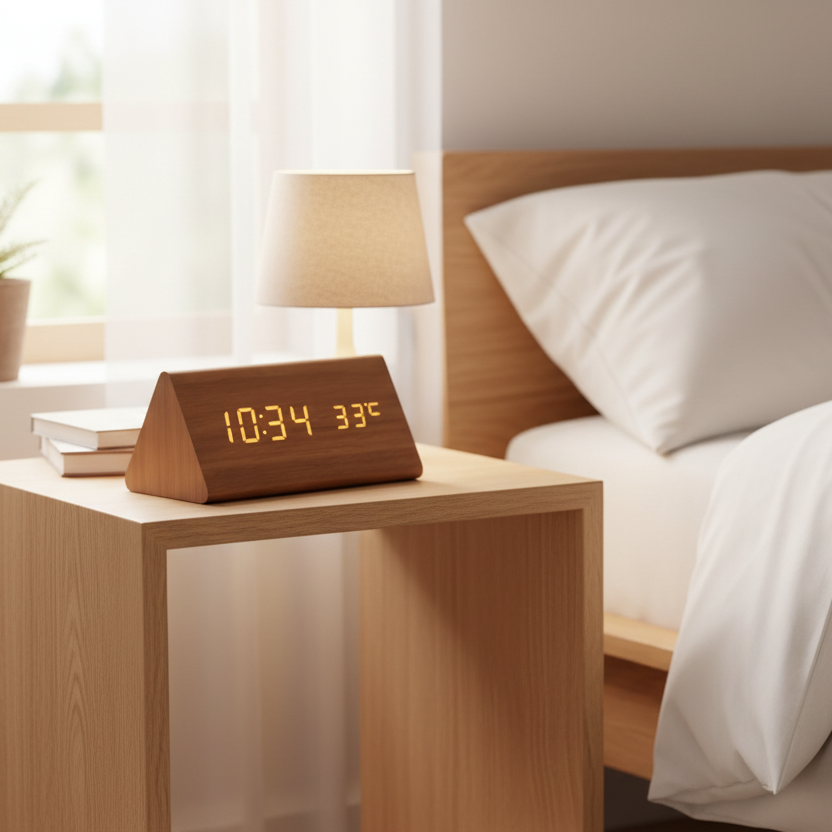 WOODSENSE – Montre en bois LED avec commande vocale pour une affichage du temps stylé