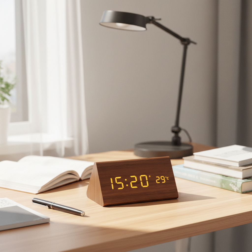 WOODSENSE – Montre en bois LED avec commande vocale pour une affichage du temps stylé