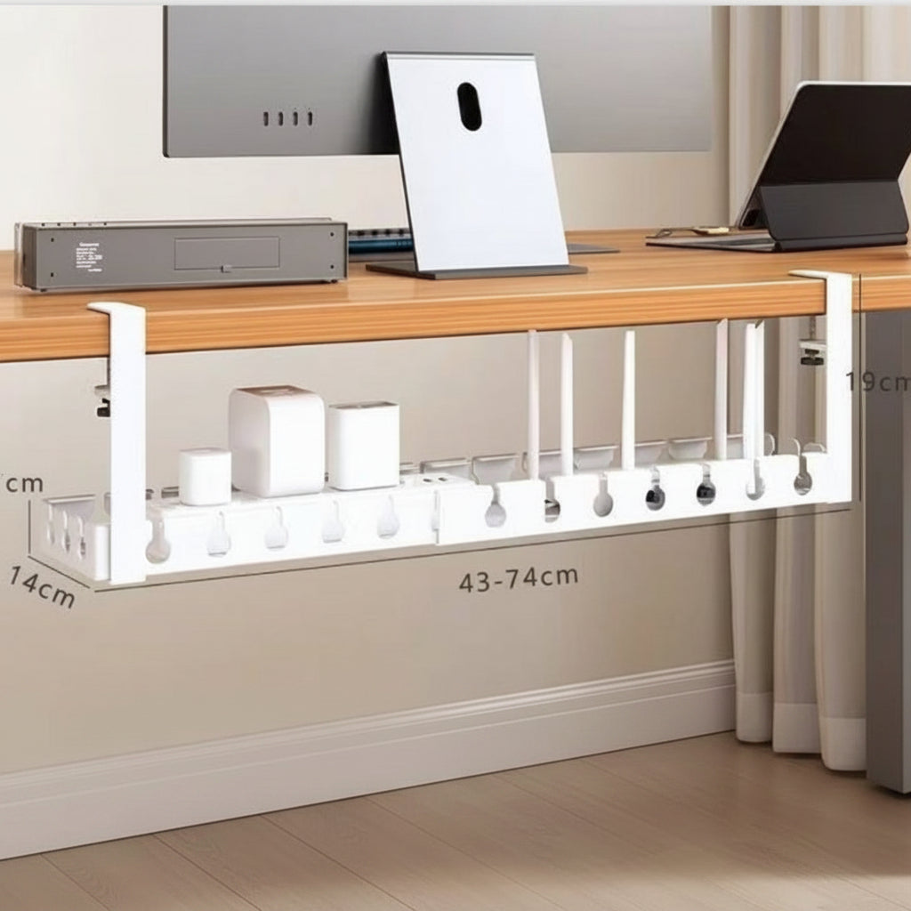 TANGLEFREE - Organisateur de câbles ajustable sous le bureau conçu pour des espaces de travail plus propres et plus ordonnés.